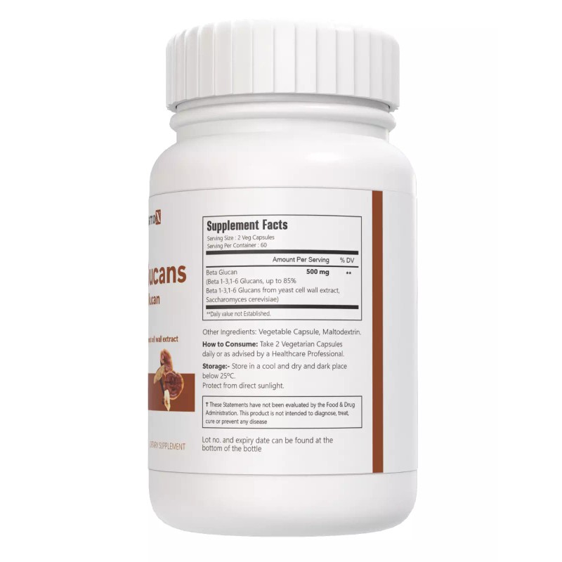 VitaCosmoX Beta Glucan 1-3, 1-6 Capsules 500mg, 120 Veggie Capsules