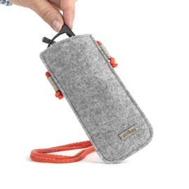 stilbag Neck Glasses Case Made of Wool Felt, Robust Attachment Case for Glasses, Suitable for Men and Women, Handmade in Germany, Light grey - orange