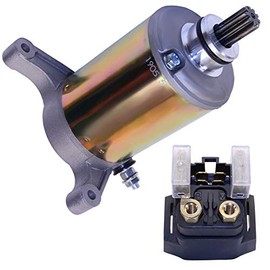 GLENPARTS Starter Motor and Relay Solenoid for Yamaha Raptor 350 YFM35RW 2007 OEM 1UY-81890-00-00