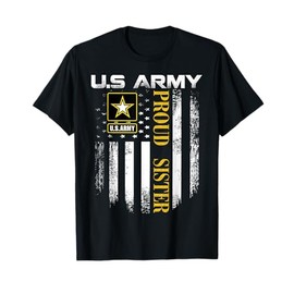 Vintage U.S. Army Proud Sister With American Flag Gift T-Shirt