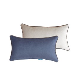 COZPLEN Rectangle Outdoor Lumbar Pillows, 10x18 inches Waterproof Patio Pillows, Decorative Waist Pillows for Outdoor Furnitures, Set of 2,(Beige and Navy