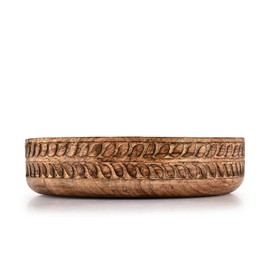 BHAVATU Salad Bowl Mango Wood Round Wooden Salad Bowl Fruit Serving Bowl Dishes for Salads, Fruit, Nuts or Snacks (10" x 10" x 2.5")