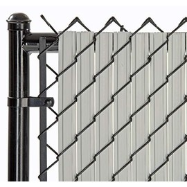 SoliTube Slat Made in America Privacy Inserts for Chain-Link Fence, Double-Wall Vertical Bottom-Locking Slats with Wings for 7' Fence Height (Gray)