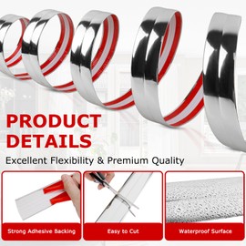 Flexible Wall Corner Protector Moulding Trim Peel and Stick Wall Corner Guards Edge Protector Self Adhesive Molding Trim Strip for Edge Ceiling (Silver, 0.8 in x 10 Ft)