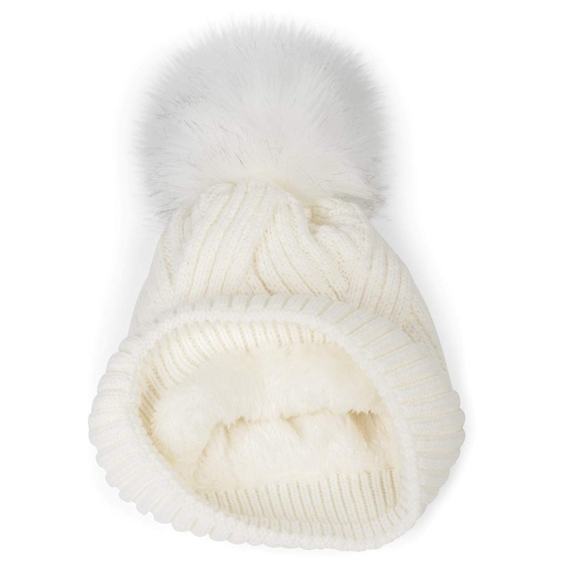 styleBreaker Ladies Knitted Pom Pom Hat with Ribbed Pattern and