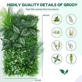 Grooy 20"x40" 4PCS Artificial Hedge Grass Wall, Boxwood Panels, Greenery Backdrop Wall with UV-Anti, Fake Grass Wall Backdrop for Outdoor Garden Backyard Fence and Indoor Home Wedding Party Decor