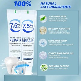 2 Pack HydroxyapatiteToothpastes,7.5% hydroxyapatite Toothpaste for Enamel Protection and Tooth Strengthening, Gentle Mint, Fresh Breath, Daily Use for Oral Health (4)