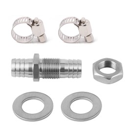 Metaland Stainless Steel 1/2" Hose Barb Bulkhead Fitting Thru-Bulk Straight Adapter for Water Fuel Air