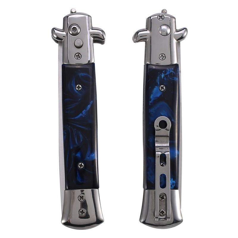 Switchblade Spring Folding Knife Push Button Pocket Comb Oil Hair