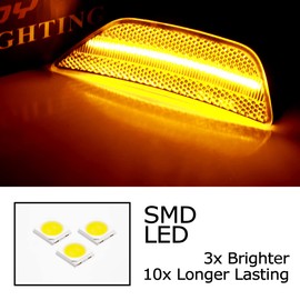 iJDMTOY Semi-Clear Lens 36-SMD Amber Full LED Bumper Side Marker Light Kit Compatible With Kia 2021-2024 Gen5 K5, Replace OEM Amber Front Sidemarkers