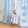 ZJDECOR Buffalo Plaid Ruffle Curtain Panels 90 Inches Long,Baby Blue