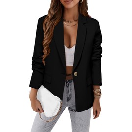 CRAZY GRID Women Casual Business Blazer Professional Work Blazer Jacket Ladies Stretch Long Sleeve Fashion Suit Jacket Plus Size XL Black