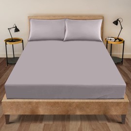 GC GAVENO CAVAILIA 25 cm Kingsize Fitted Bed Sheets- Ultra Soft Polycotton Bedding & Linen- Washable Anti Allergy Bedding Bottom Sheet- Grey