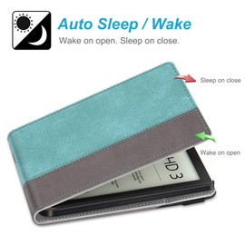 Fintie Case for Pocketbook Touch HD 3, Touch Lux 4/5, Basic Lux 2/3/4 and Pocketbook Color e-Reader, Multi-Viewing Angle Case with Hand Strap, Auto Sleep/Wake, Denim Look Turquoise