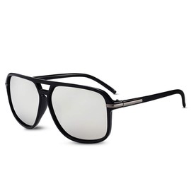 LumiSyne Men's Polarised Driving Mirrored Sunglasses Ultra Light Double Bridge Square Sunglasses UV 400 Protection Sports Outdoor Glasses Gift Box Silver
