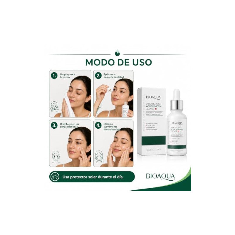 BIOAQUA Sérum Facial con Ácido Salicílico, 35 ml, para Acné,
