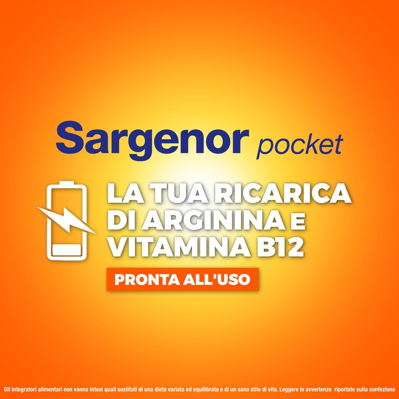 Sargenor Pocket, Integratore Alimentare Orosolubile con Arginina e Vitamina B12,