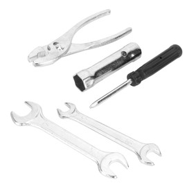 VOANZO 5-teiliges Motorrad-Reparatur-Werkzeugset mit Schraubendreher, Zangenschlüssel, Zündkerzen-Steckschlüsselsatz, tragbarer Motorrad-Werkzeugkasten für Motorrad, Roller und Wartung