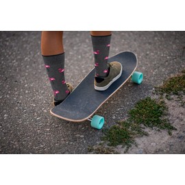 Real Sic Fun Socks for Men and Women - Cozy Cotton Dress Socks with Colorful Designs - Cool, Casual, Pet Patterned - Flamingo (Grey)