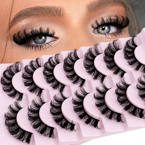 Mink Lashes Fluffy D Curl Russian Strip Lashes Wispy Lash