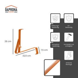 DAPRONA Snow guard support for snow guard grille 32.5 cm, holder for corrugated roof tiles (Frankfurt pan), brick red, TÜV Rheinland certified