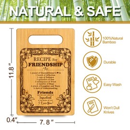 A Special Friendship Bamboo Cutting Board for Women Friends Bestie - Friendship Birthday Gift with Inspirational Quote - Kitchen Decoration