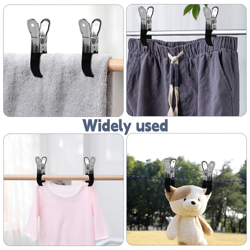 Pack of 12 Towel Clips for Beach Loungers, Large Clothes
