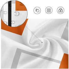 Kikiry Orange Black Shower Curtain 60''W x 72''L Abstract White Grey Gray Geometric Cross Checkered Modern Geometry Minimalist Neutral Men Simple Design Polyester Waterproof 12 Pack Plastic Hooks
