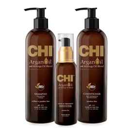 CHI Argan Oil plus Moringa Oil Luxe Trio Kit with Shampoo, Conditioner and Moringa Oil (Set of 3), 11 fl. oz.