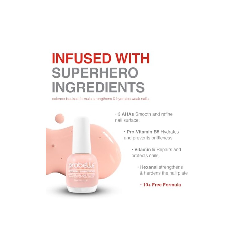 Probelle Fortalecedor de Uñas Tintado Rosa Pétalo 0.5 oz