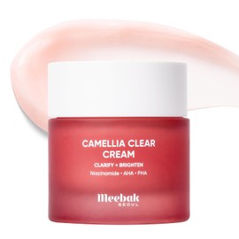 Meebak Camellia Clear Cream with 5% Niacinamide, PHA & AHA Exfoliant & Ceramides, Gentle Resurfacing Korean Moisturizer for Face, Daily Exfoliating Mandelic Acid Pore Cream, Korean Skin Care