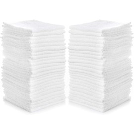 Simpli-Magic Cotton Washcloths White, 40 Pack, Size: 12”x12”