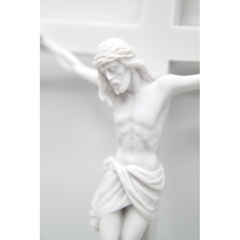 Vittoria Collection 13" Wall Crucifix Cross Jesus White Stone Corpus