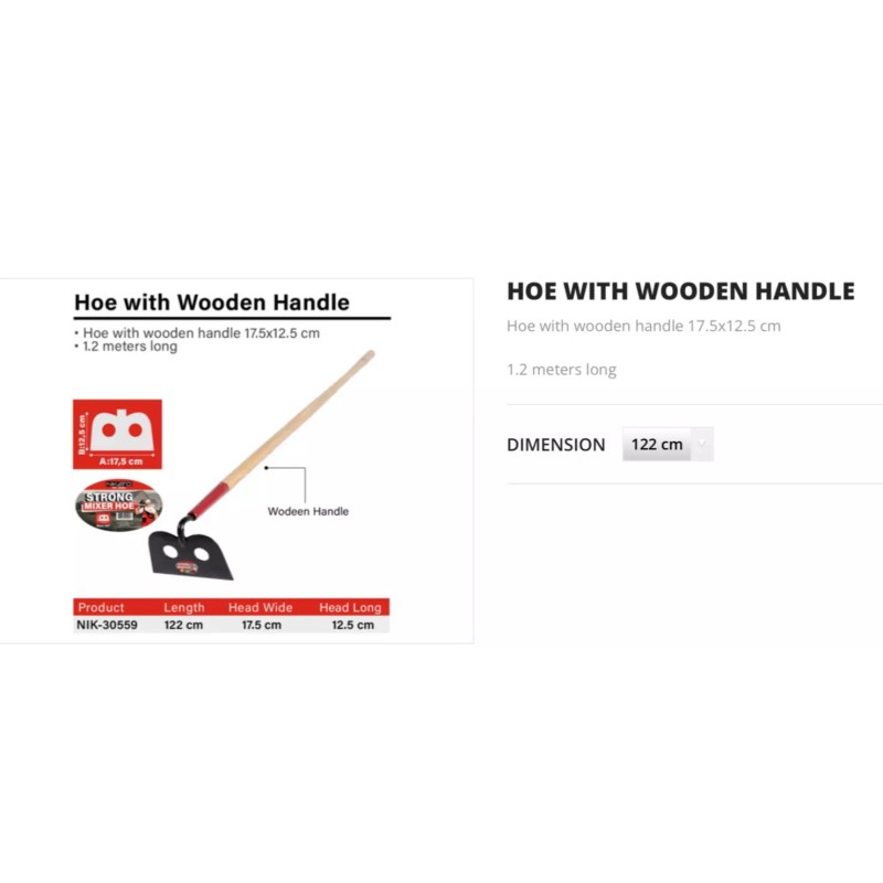 NIKATTO 48” Hoe with Wooden Handle, NIKATTO USA STOCK
