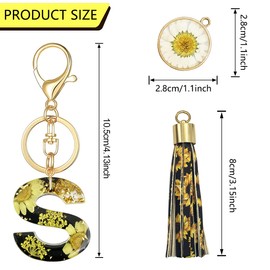XGALBLA Letter S Keychain Accessories Cute Sunflower Initial Key Ring Premium Bag Charm Keychain Accessories for Women