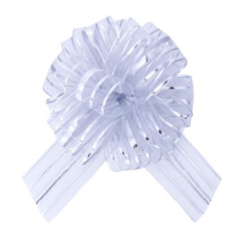 6 Pcs 6 Inch Large Organza Pull Bow Ribbon – Elegant Gift Bows for Wedding Decorations, Christmas Wrapping, Birthday Parties, Car Decor, Gift Baskets, and Valentine's Day Packaging(Silver)