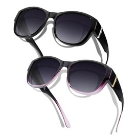 SIPHEW 2PCS Over Glasses Sunglasses Womens Polarised Fit Over Sunglasses for Women Ladies UV400 Protection