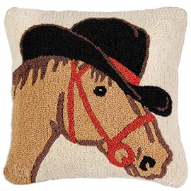 Chandler 4 Corners Artist-Designed Howdy Horse Hand-Hooked Wool Decorative Throw Pillow (18 in x 18 in) Horse-Themed Pillow for Couches & Beds - Easy Care & Low Maintenance Country Western Home Décor