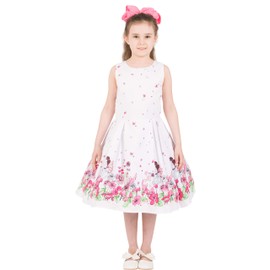 BlackButterfly Kids 'Kira' Vintage Fairy 50's Childrens Girls Dress (White, 7-8 YRS)