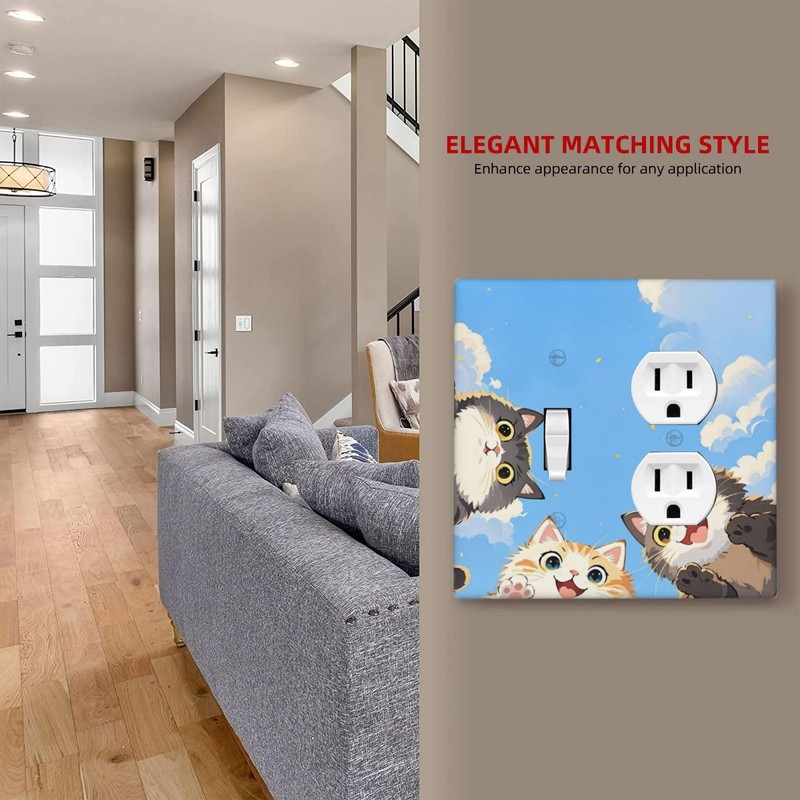 Ihsourgnitnem Wallplates Orange Gray Cute Cat Sky Cloud Cat S