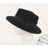 Wide Brim Wool Felt Flat Top Fedora Hat for Women