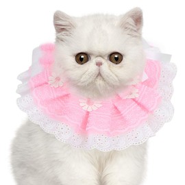 Dog Bibs, Cat Lace Collar Sweet Lace Bib Pet Dog Scarf with Bell Decor Pet Bib Saliva Towel Cat Bib Round Neck Scarf Cat Collar and Cat Bib for Cats and Small Dogs Birthday Party