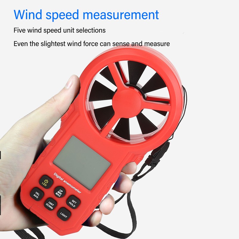 Digital Temperature Wind Speed Meter High Accuracy 5 Units Handheld