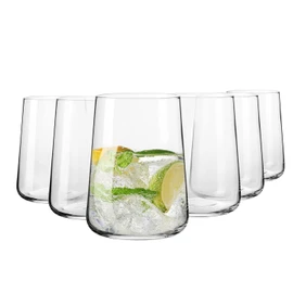 Krosno Water Glasses, Set of 6, 16.6 fl oz, Water Drinks Juice, Infinity Collection, Lead-Free Lightweight Glass, Everyday Drinking Glass, Dishwasher Safe, Made in Europe