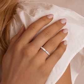 AGRULE Moissanite Wedding Ring Sterling Silver Wedding Band for Men Women 0.4 Carat VVS Moissanite Ring Half Eternity Promise Ring, Size 6