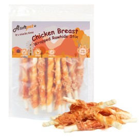 ASMPET Dog Treats Chicken Wrapped Rawhide Sticks, Long Lasting Puppy Chewy Calming Dog Chew Treat, Easy to Digest, Alternative to Rawhide Dental Teeth Treat for Small Medium Large Dogs 11 Ounce