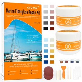 CTUYSY Fiberglass Boat Repair Kit,Marine Fiberglass Repair Kit for Boat Hull (Color Match),Epoxy Filler for Boats,Gel Coat Repair Kit for Boats, Boat Accessories for Fix Holes Chips Pit Cracks