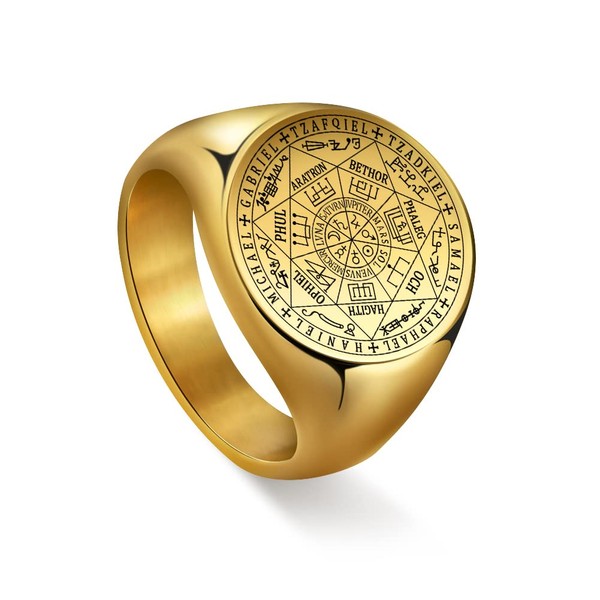 Amaxer Sieben Erzengel Ring für Herren Edelstahl Das Siegel von