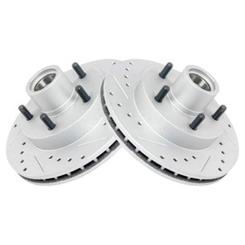 TRQ Front Performance Brake Rotor Drilled Slotted Pair Set for Blazer/Blazer S10 / Hombre/Jimmy S-15 / S-15 Sonoma / S10 Pickup