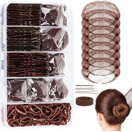 260Piezas Kit Profesional Moños Recogidos Horquillas Pasadores Gomas Horquillas En Forma de U Pasadores,Gomas Elásticas,Redecillas para El Cabello,Cintas para El Cabello para Mujeres y Niñas